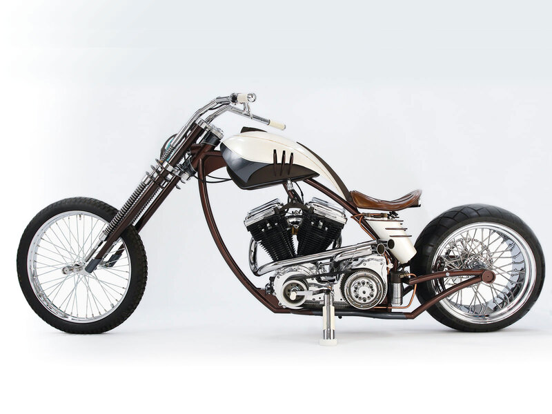 Custom Chopper Motorcycle — White, Neutral, Photograph