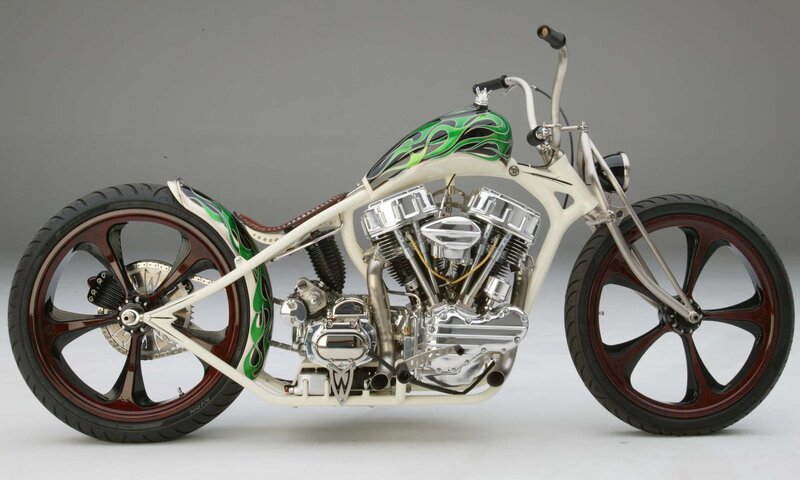 Custom Chopper Motorcycle — White, Neutral