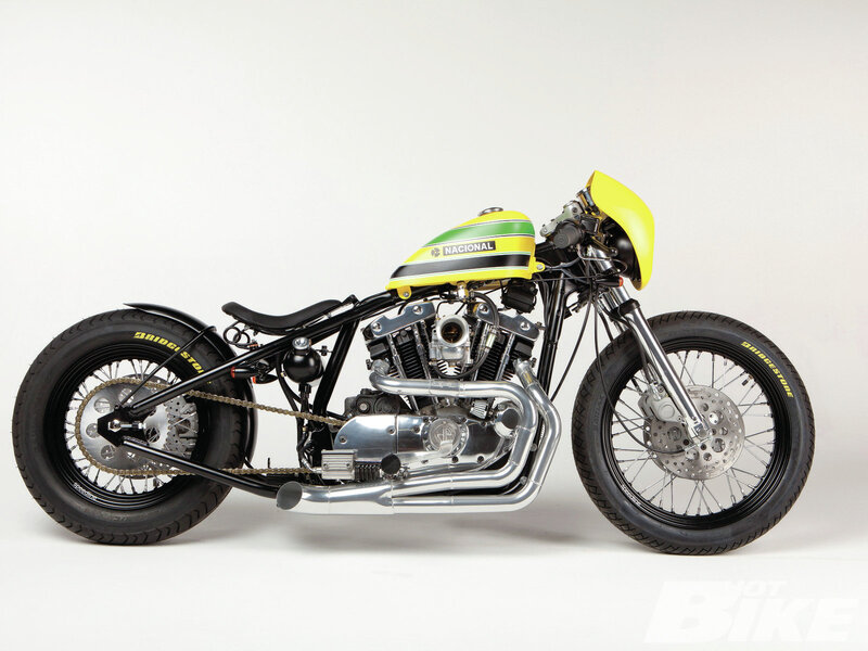 Custom Chopper Motorcycle — Yellow, Neutral