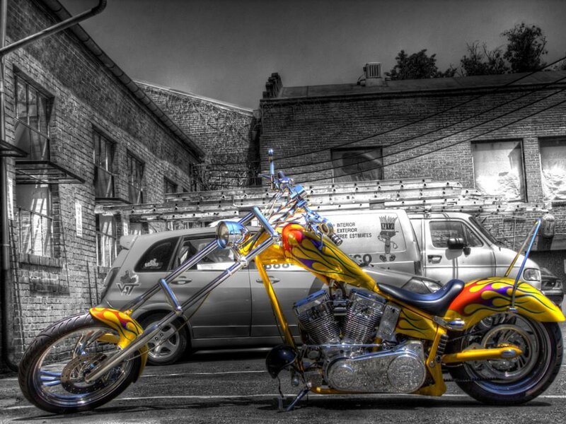 Custom Chopper Motorcycle — Yellow