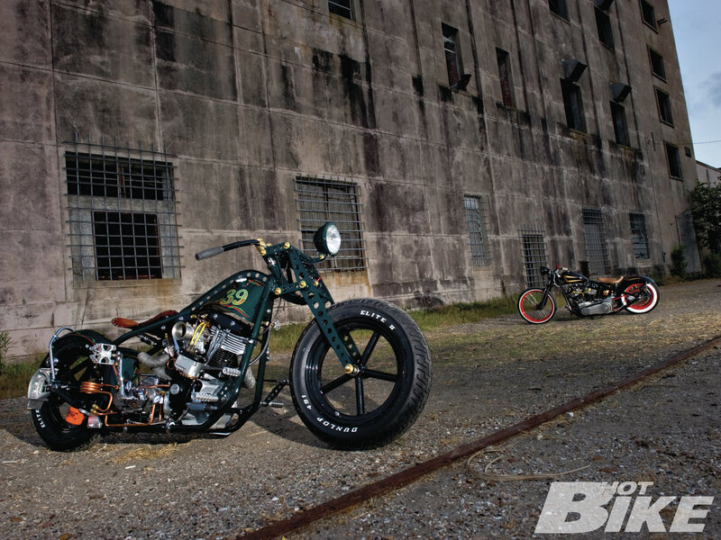 Custom Chopper Motorcycles — Green, Dramatic