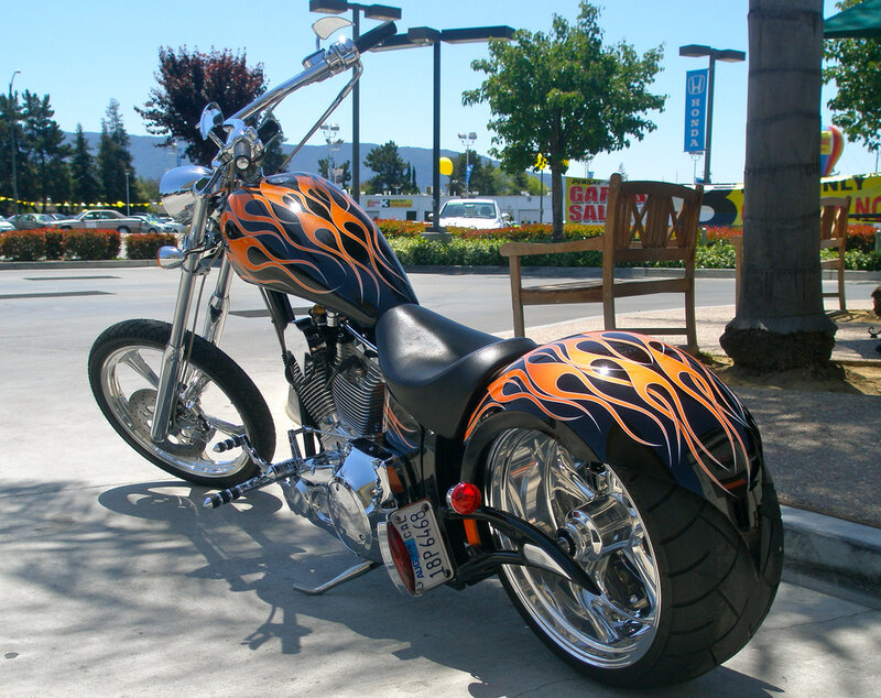 Custom chopper with flame design