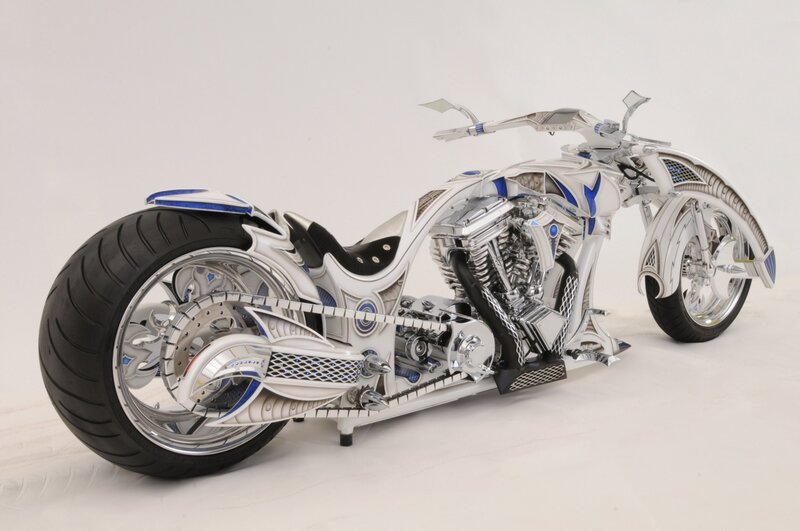 Custom Chrome Motorcycle — White