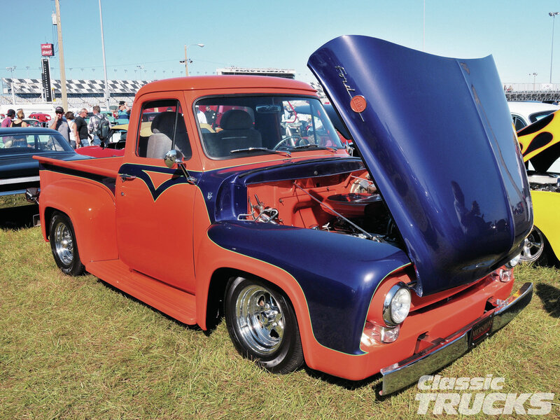 Custom Classic Pickup Truck — Orange, Outdoor