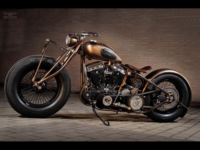 Custom Copper Chopper Motorcycle — Brown