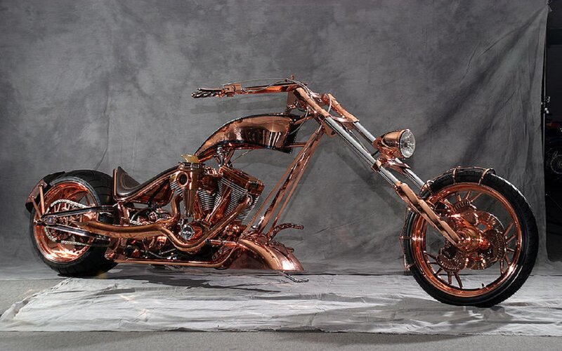 Custom Copper Motorcycle — Dramatic