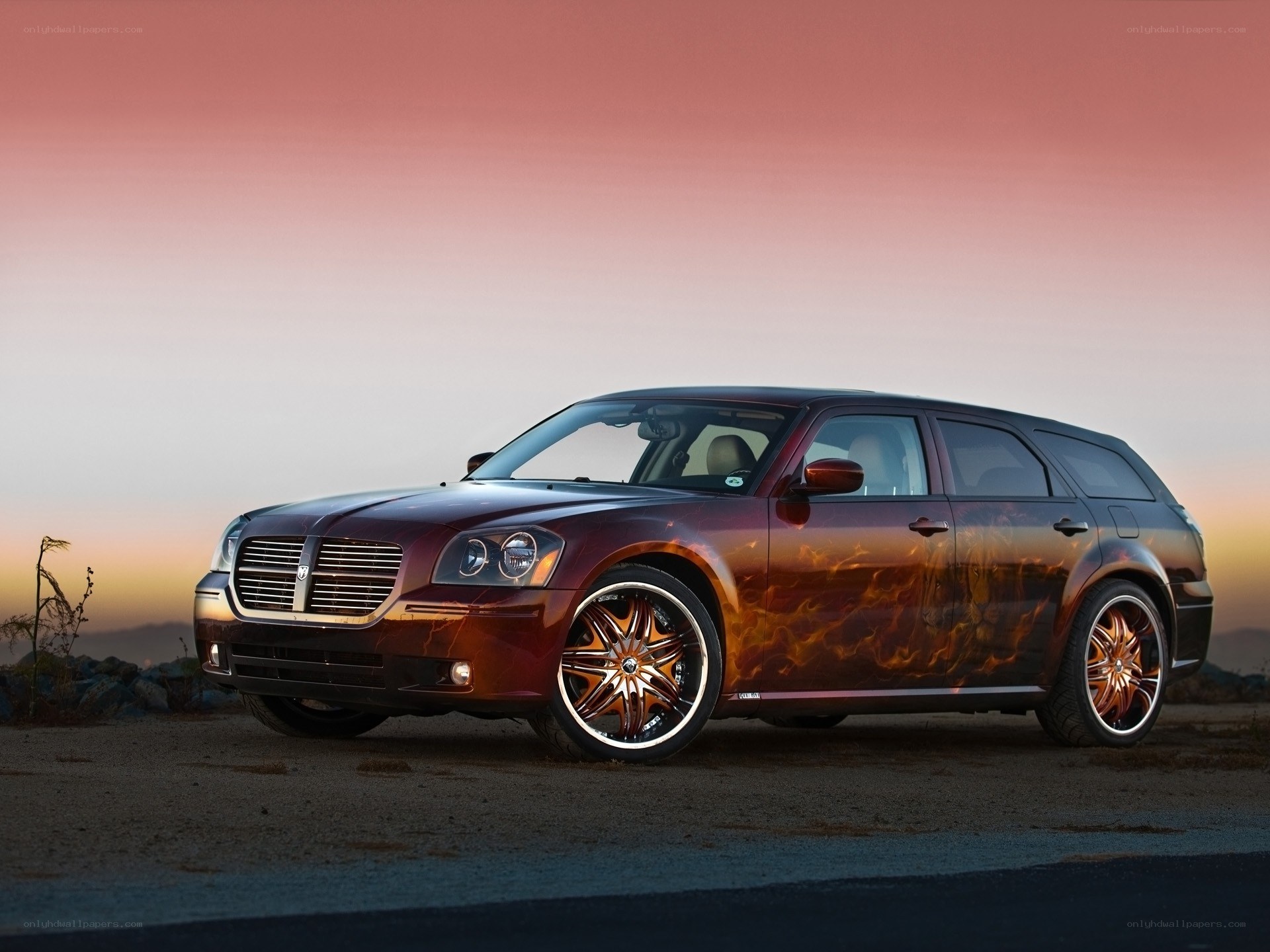 Custom Dodge Magnum with flame design