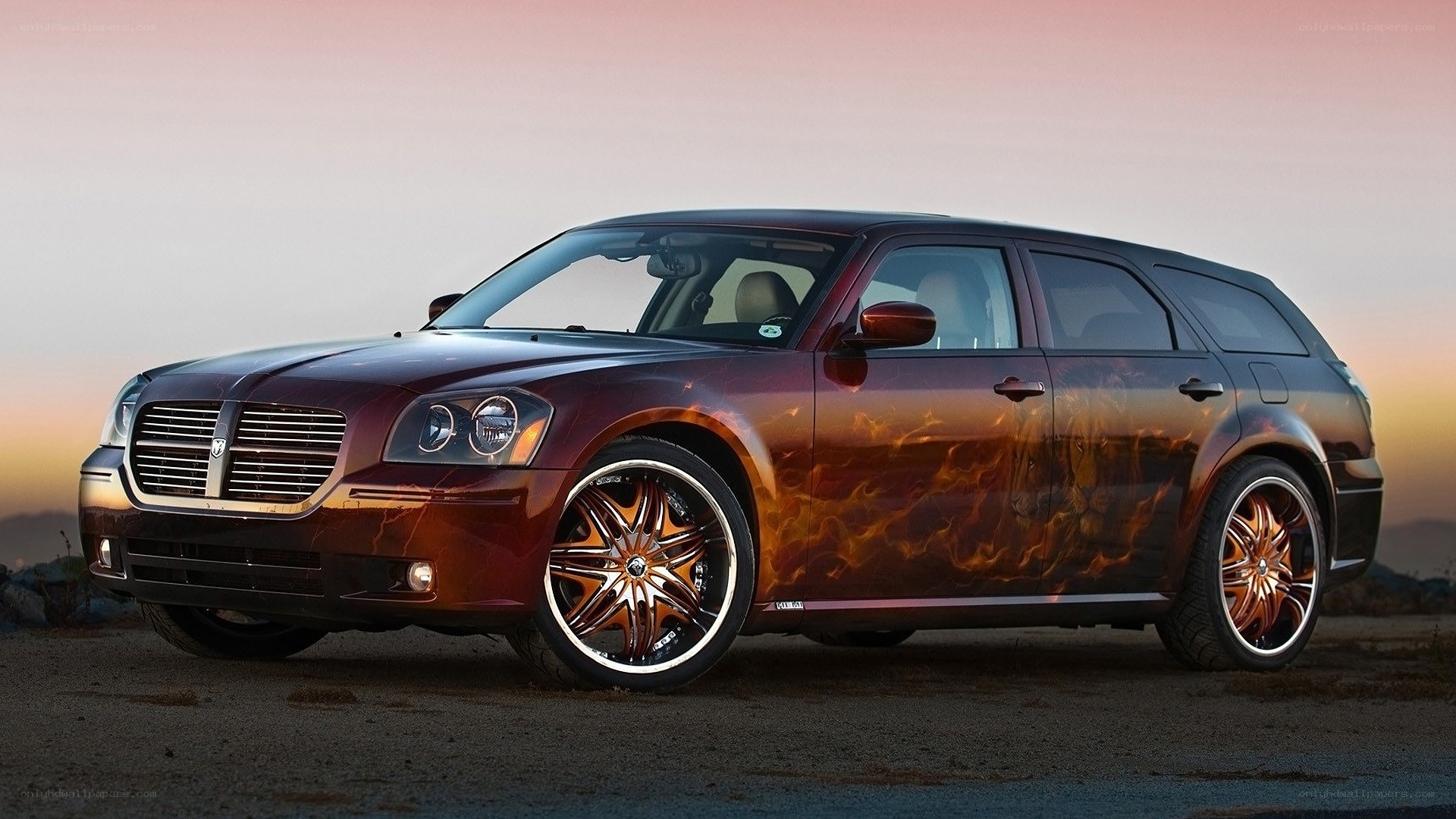 custom dodge magnum with flame design