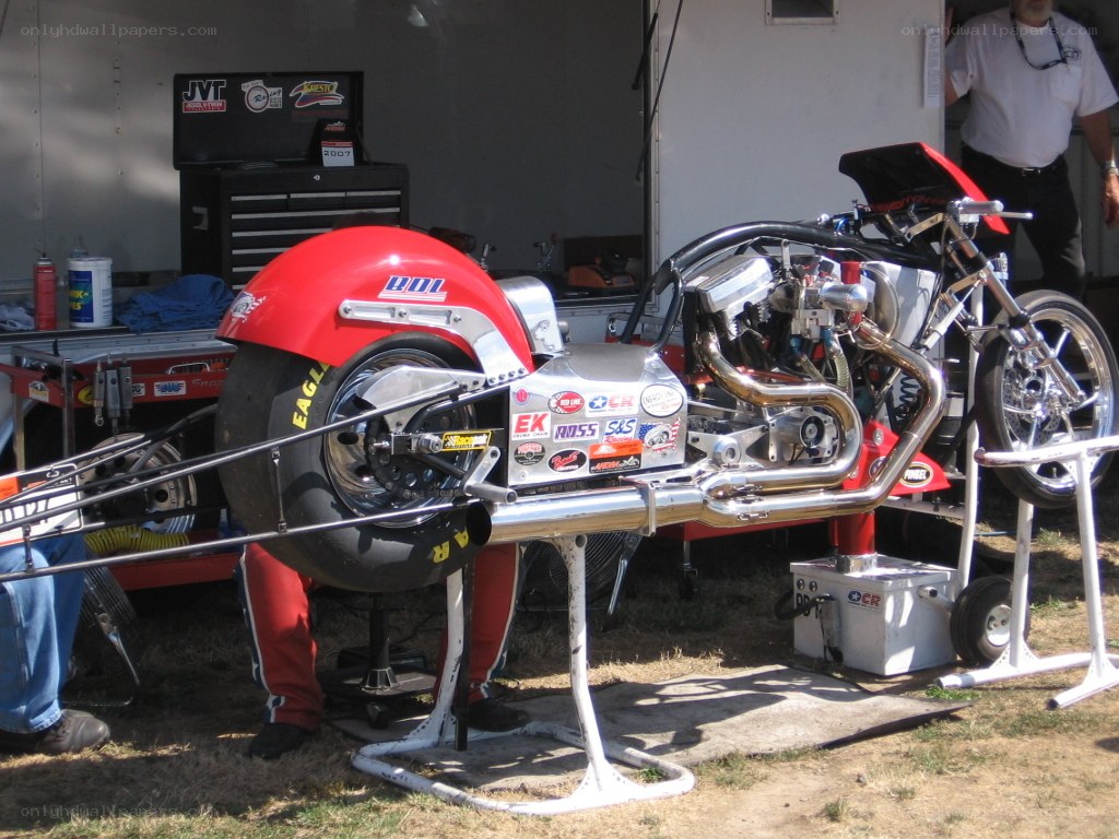 custom drag bike on display