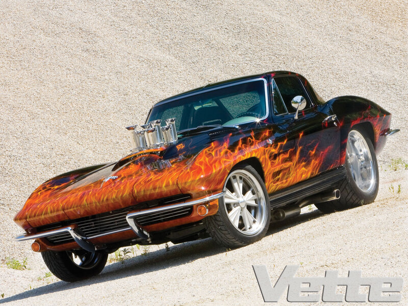 Custom Flame-painted Car — Black, Dramatic, Afternoon