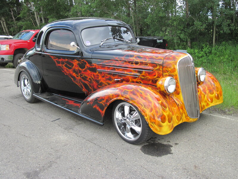 Custom Flame-painted Car — Black, Showcase