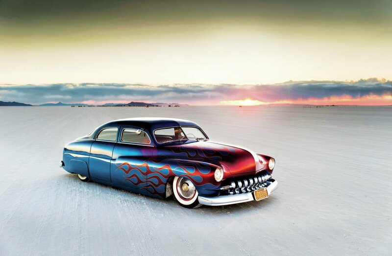 Custom Flame-painted Car — Blue, Dramatic
