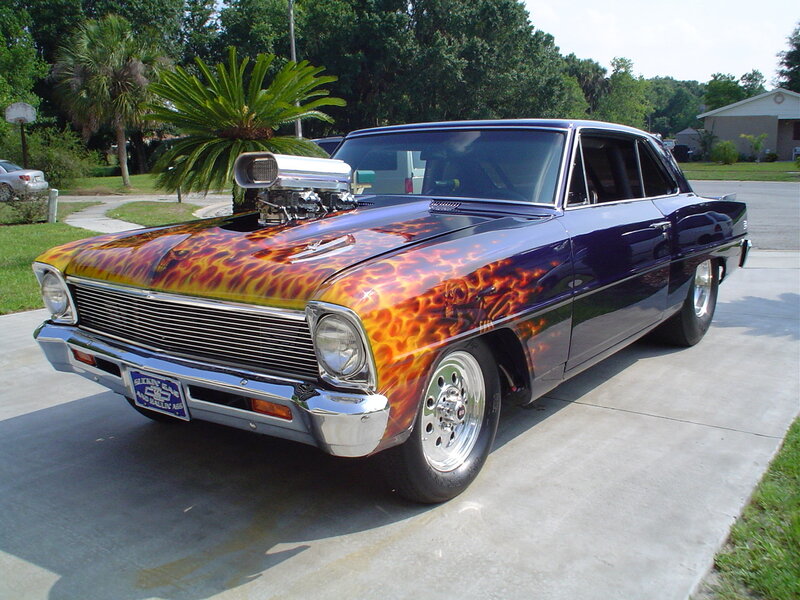 Custom Flame-painted Car — Purple