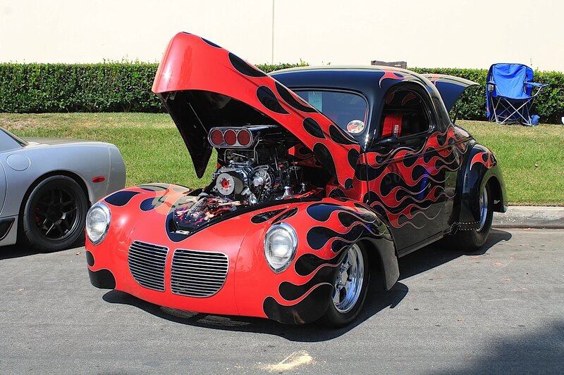 Custom Flame-painted Car — Red, Showcase