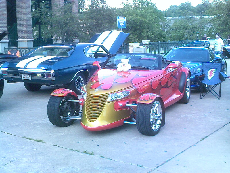 Custom Flame-painted Car — Red
