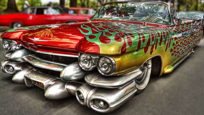 Custom Flame-painted Car — Red, Vibrant