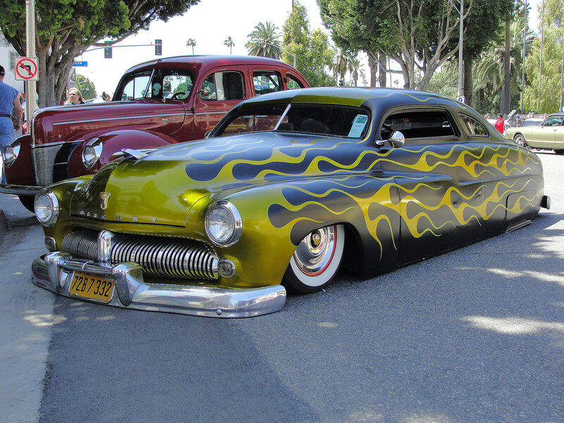 Custom Flame-painted Car — Yellow, Bright