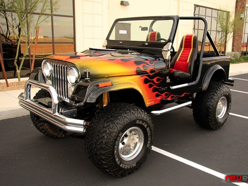 Custom Flame-painted Jeep