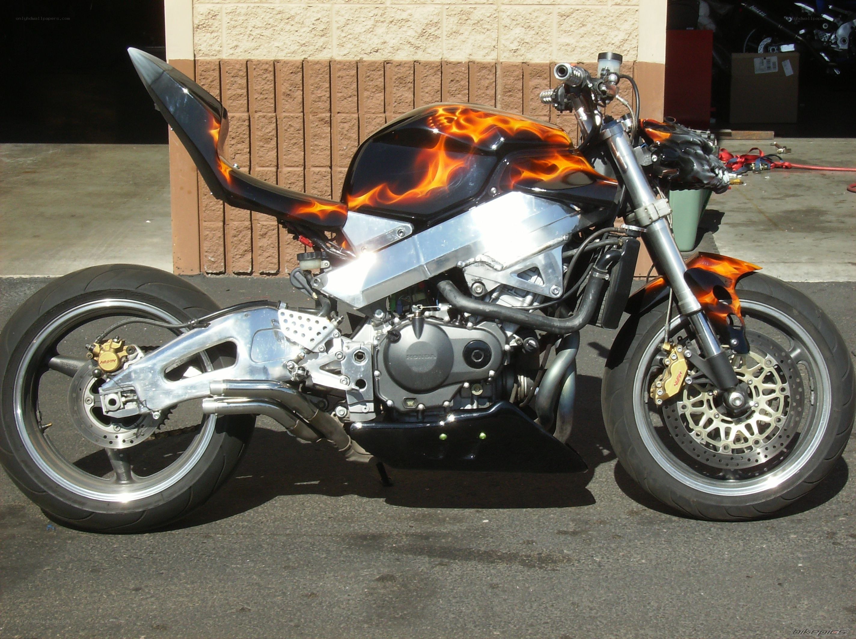 custom flame-painted motorcycle