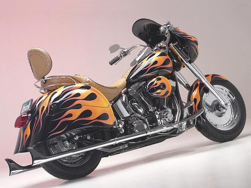 Custom flame-painted motorcycle