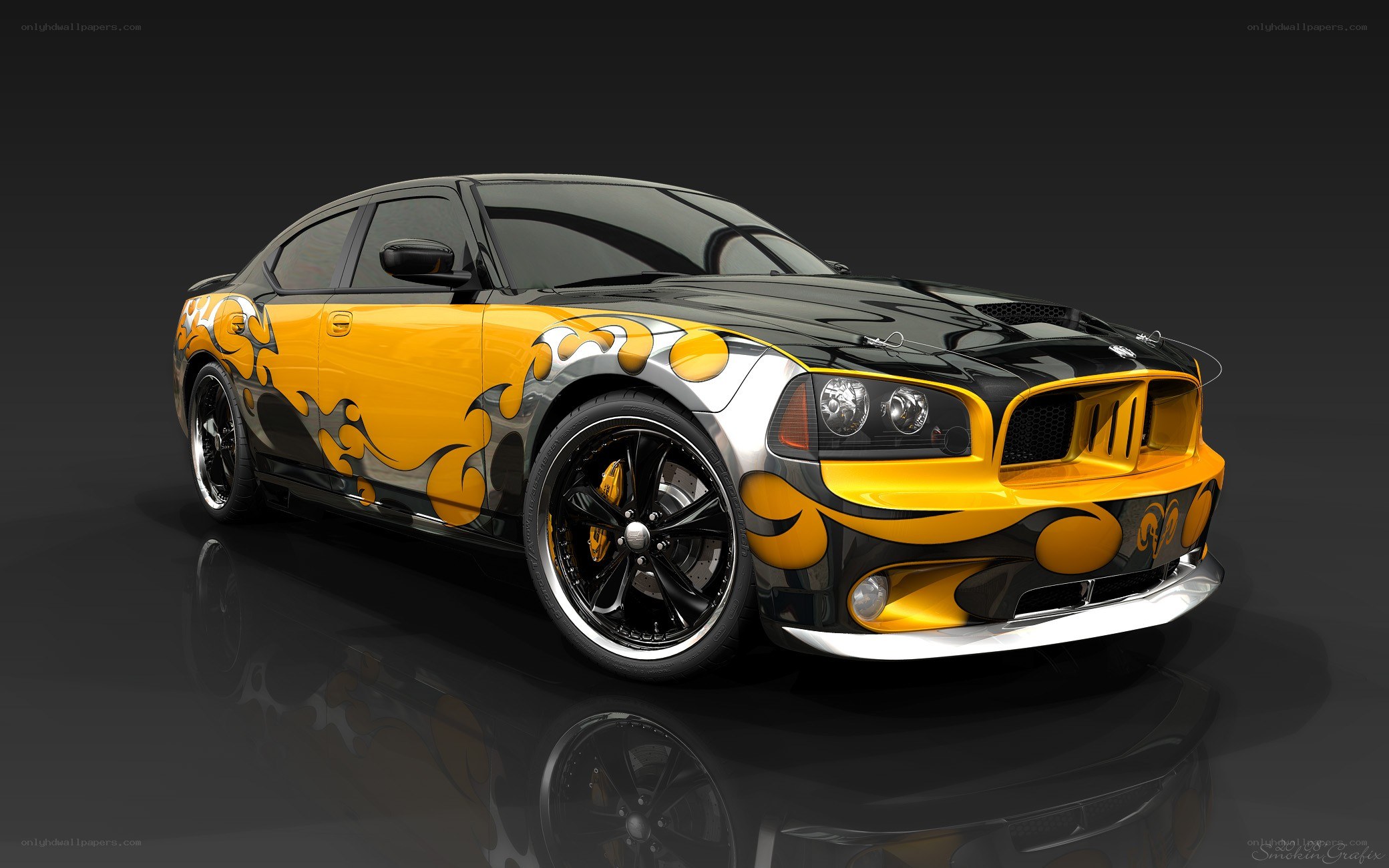 custom flame-painted muscle car