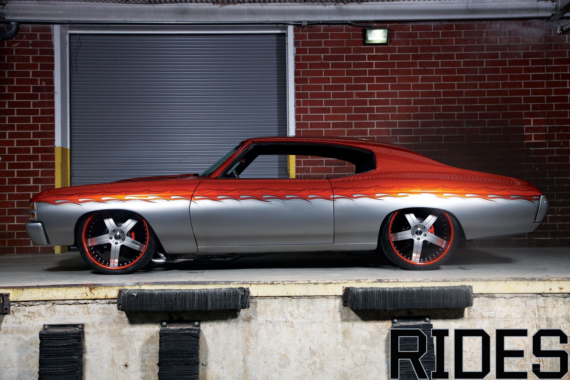 Custom flame-painted muscle car
