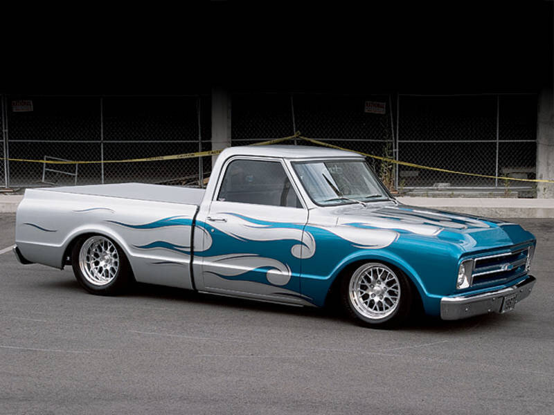 Custom Flame-painted Pickup Truck — Blue
