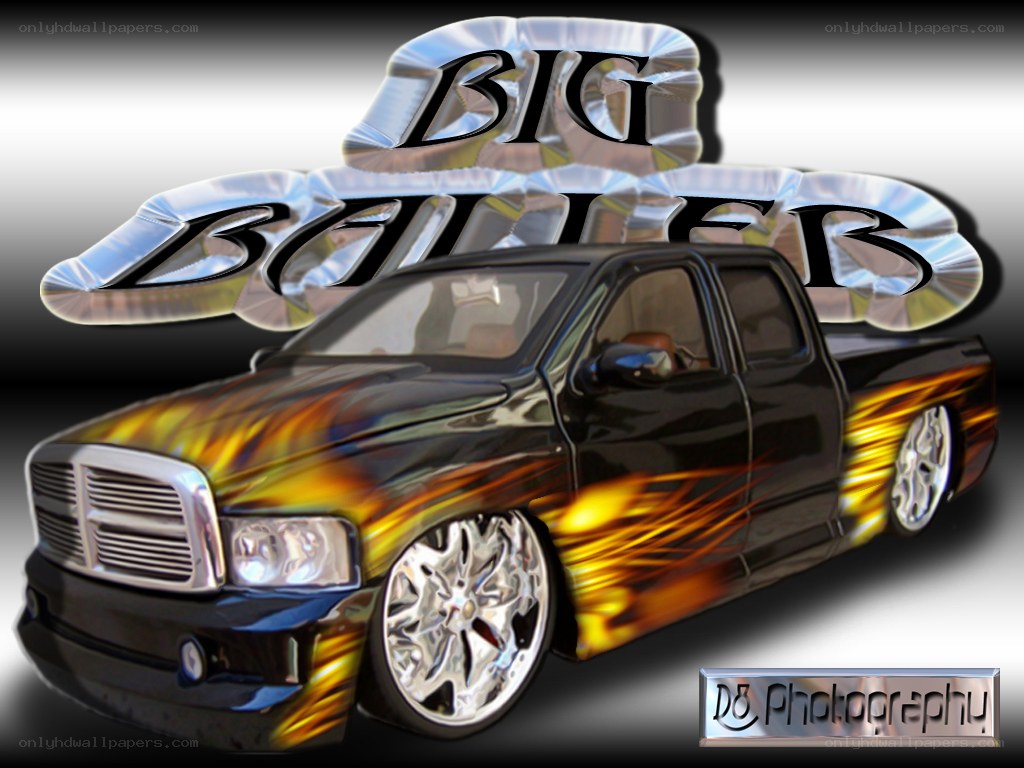 custom flame-painted pickup truck