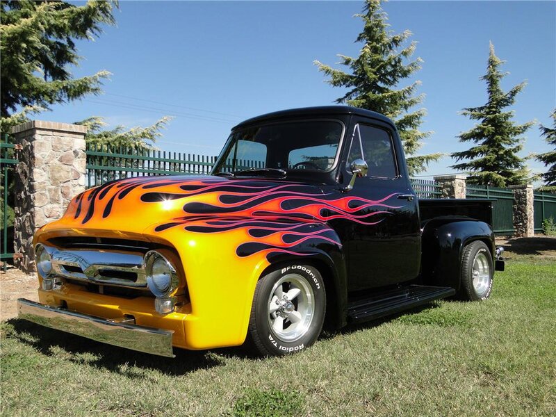 Custom Flame-painted Truck — Black, Bright