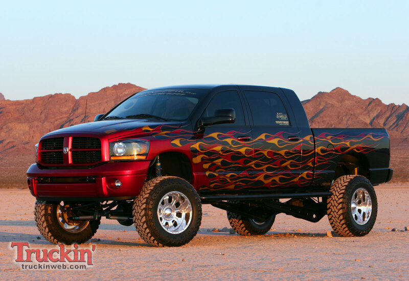 Custom Flame-painted Truck — Black, Dramatic