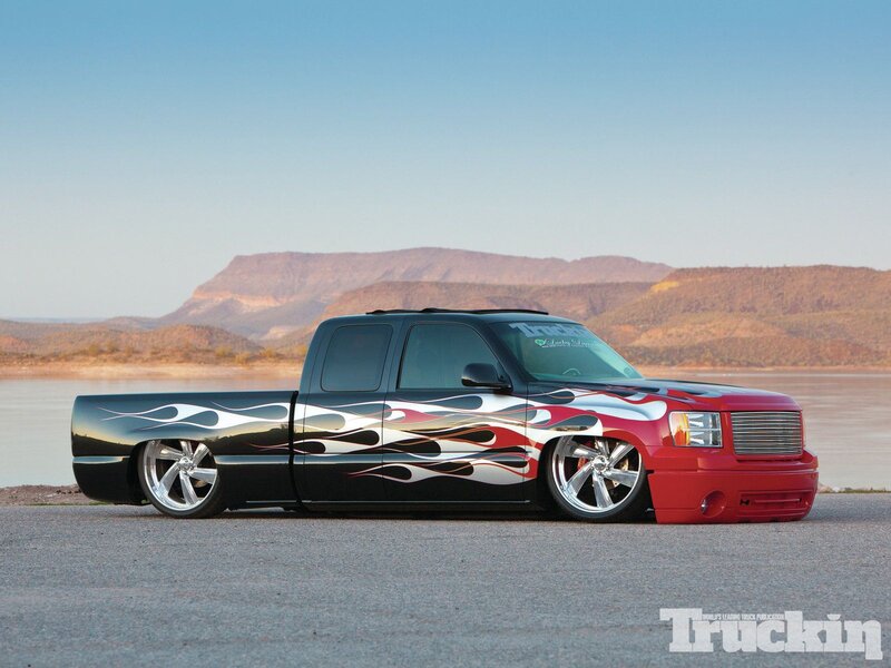Custom Flame-painted Truck — Black, Serene, Afternoon
