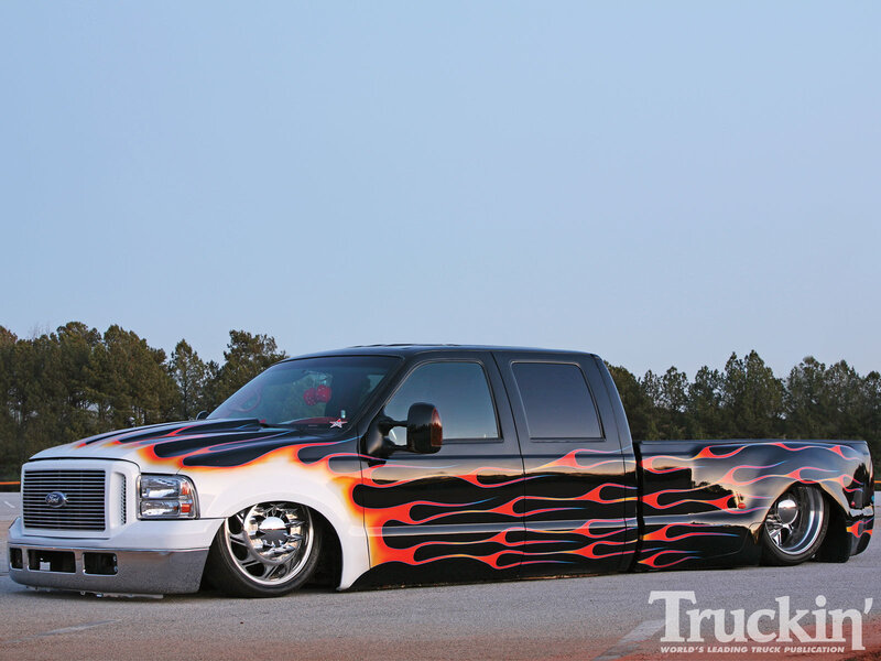Custom Flame-painted Truck — Black