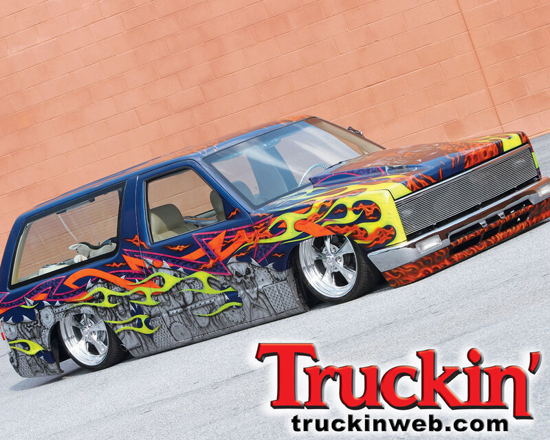 Custom Flame-painted Truck — Blue