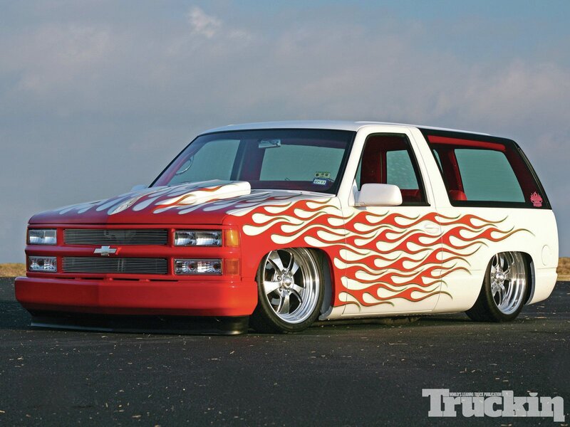 Custom Flame-painted Truck — Red