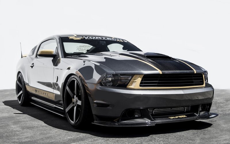 custom ford mustang with gold accents