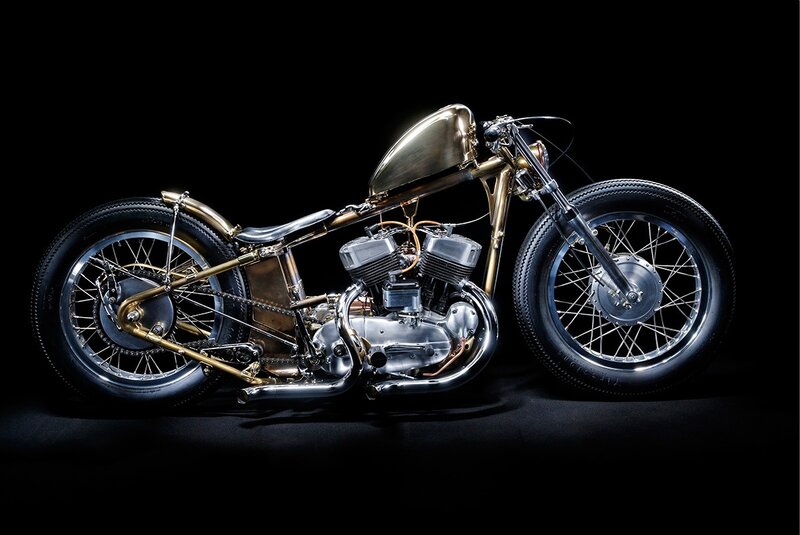 Custom Gold Motorcycle — Black