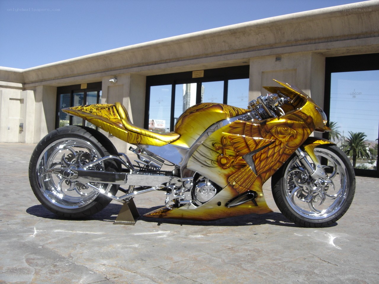custom golden motorcycle