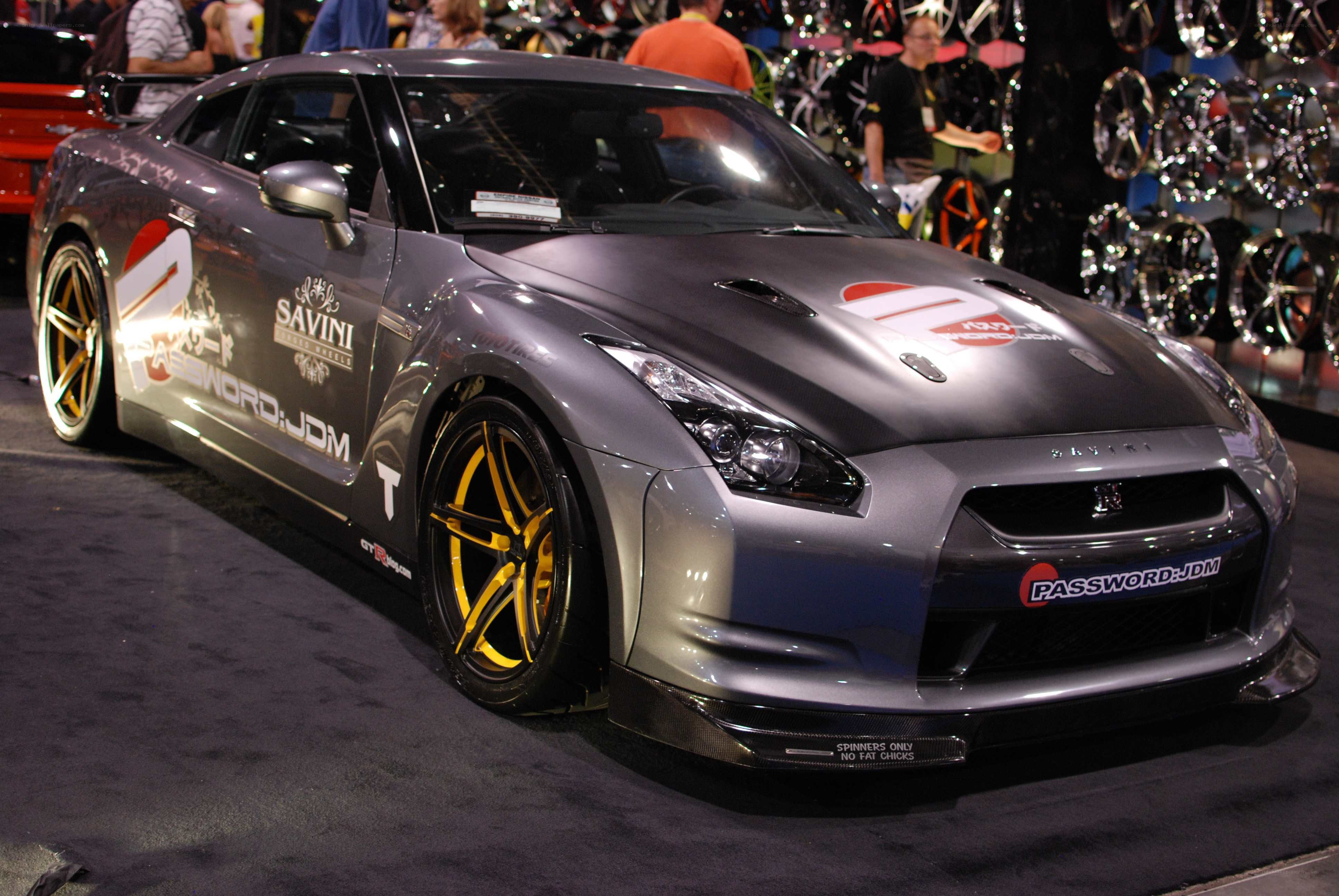 Custom gray Nissan GT-R on display