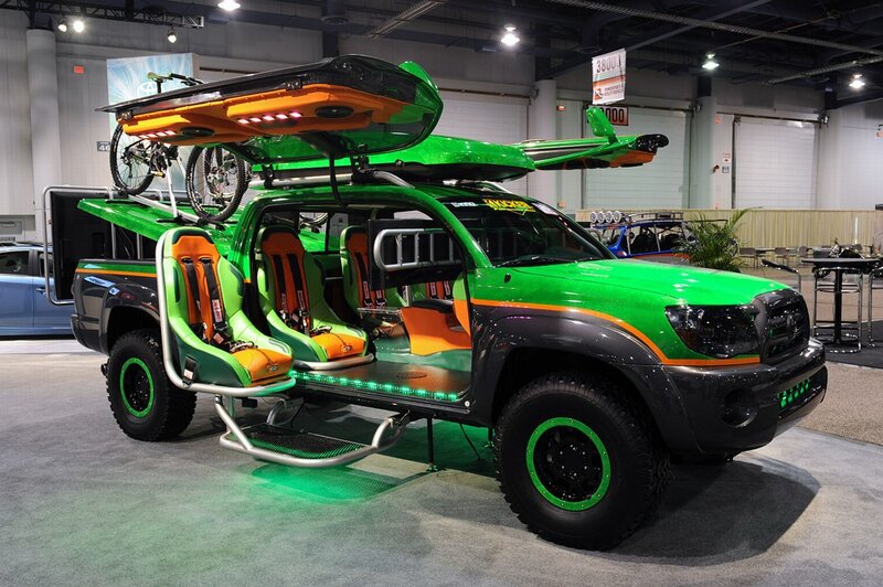 Custom green and black pickup truck