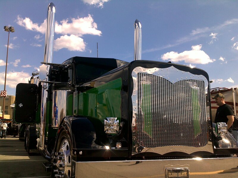 custom green and black semi-truck