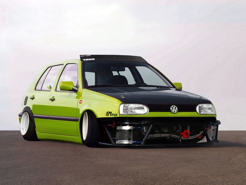 custom green and black volkswagen