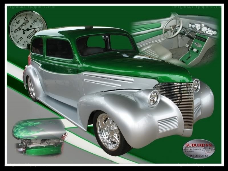 Custom green and silver classic car