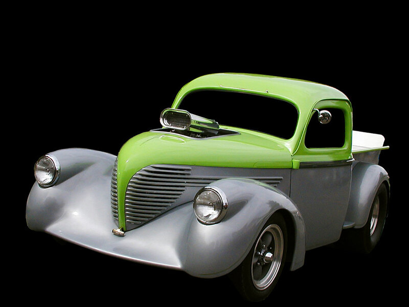Custom Green and Silver Truck — Dramatic