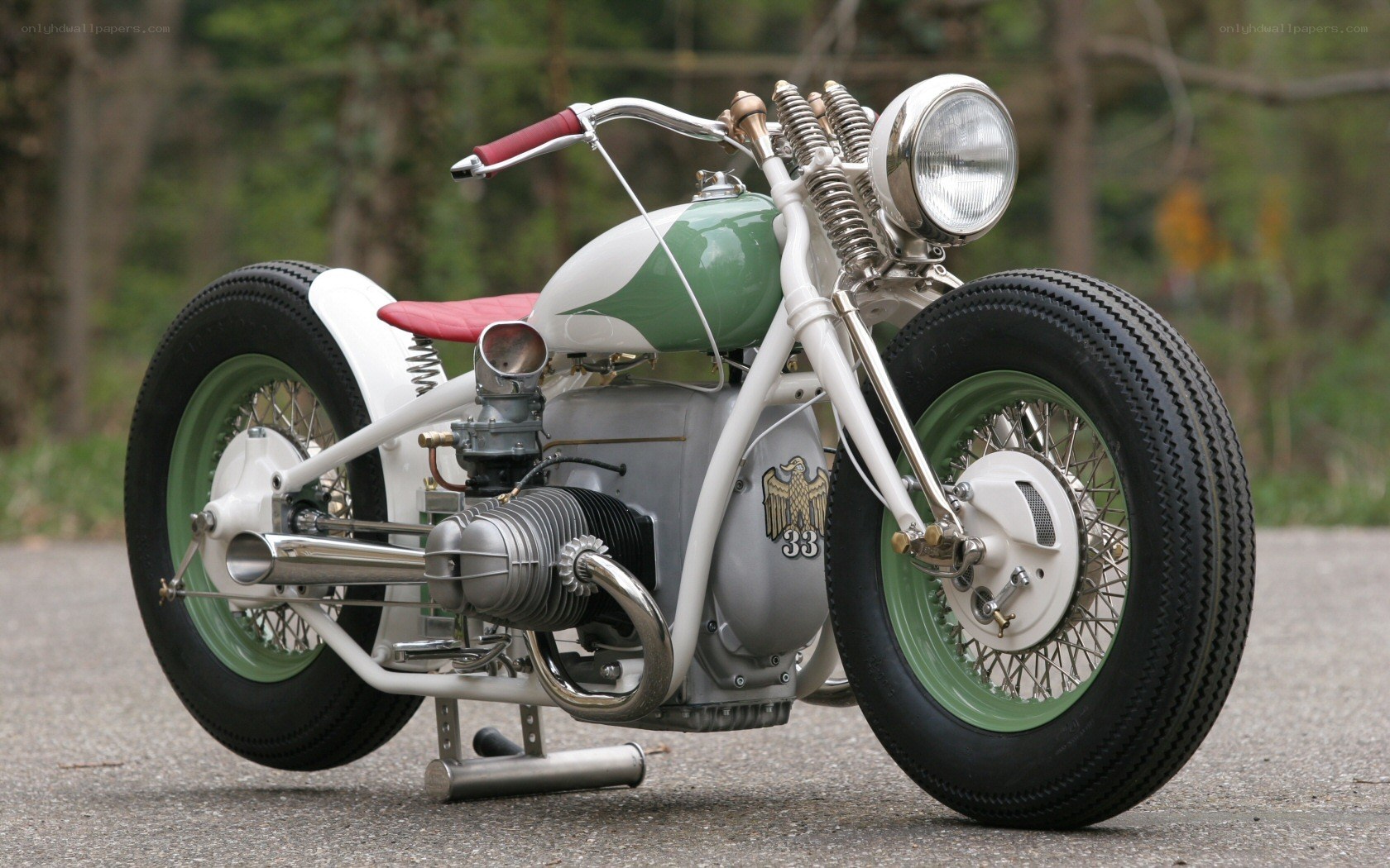 custom green and white chopper