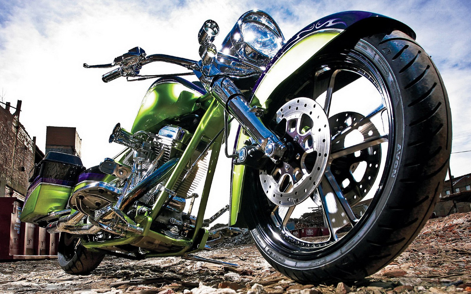 custom green chopper motorcycle