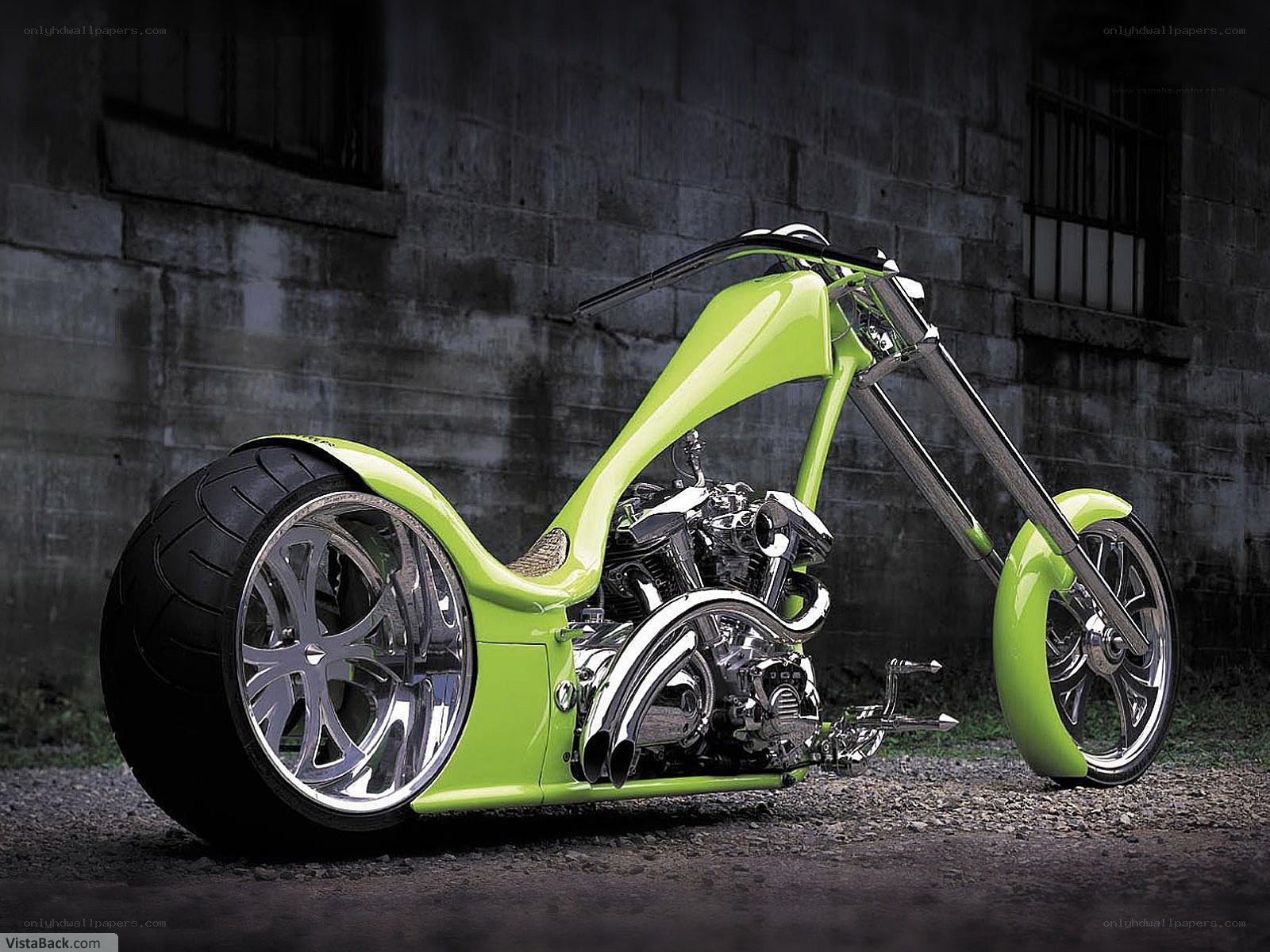 Custom green chopper motorcycle