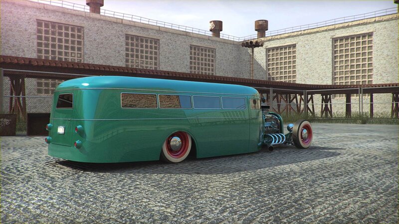 Custom Green Hot Rod Bus