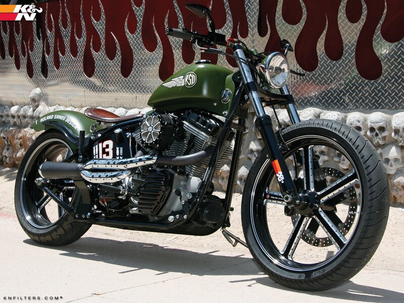 Custom Green Motorcycle — Dramatic, Afternoon, Photograph