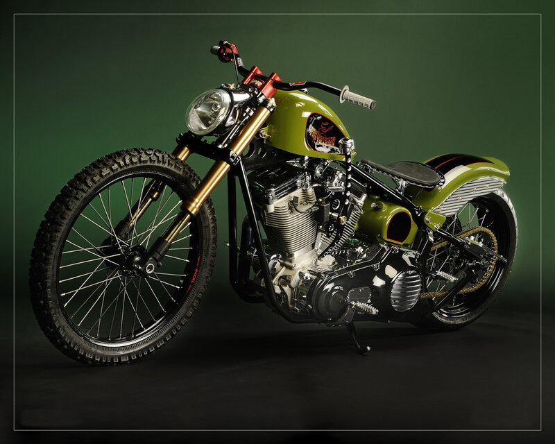 Custom Green Motorcycle — Dramatic