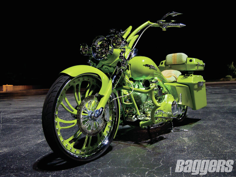 Custom Green Motorcycle — Lime Green, Dramatic
